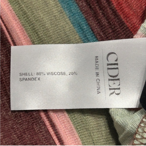 CIDER multi-coloured striped long sleeve top with V-neck and bell sleeves XL - Picture 5 of 8